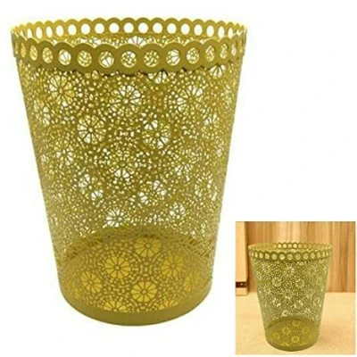Image of ARA CHOICE Colorful Paper Waste Bin Rubbish Basket Bedroom Office Home Metal Mesh Dustbin Disposal Easy to Use with Attractive Looks (Yellow)
