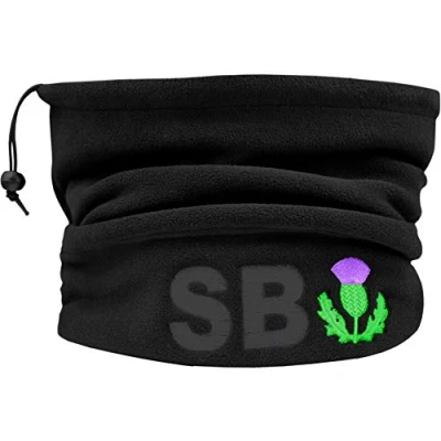 Image of TeddyTs Personalised Scotland Thermal Black Fleece Sports Snood with Adjustable Toggle (Charcoal Embroidery)