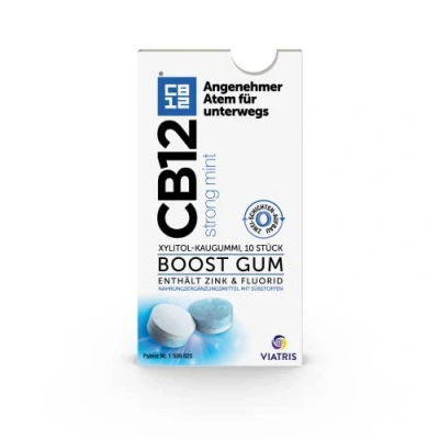 Image of CB12 Boost Chewing Gum Instant Freshness On The Go Prevents Bad Breath Sugar Free Fresh Mint Flavour Pack of 10