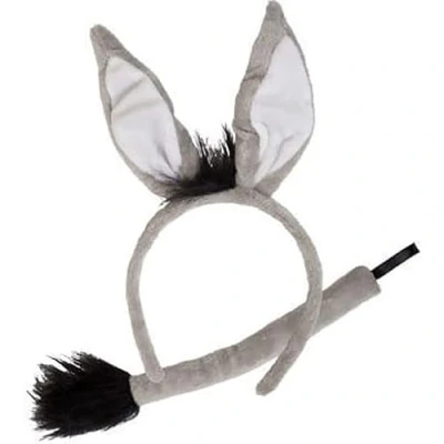 Image of jokeshop Donkey Set (Grey Ears &amp; Tail) Adults Farmyard Animal Headband Accessory Nativity World Book Day Fancy Dress
