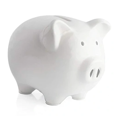 Image of Piggy Bank,Child to Cherish Ceramic Pig Money Banks for Boys Girls Kids (White, M)