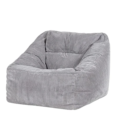 Image of icon Morgan Cord Bean Bag Chair, Grey, Giant Armchair, Large Bags for Adult with Filling Included, Living Room Furniture Chairs