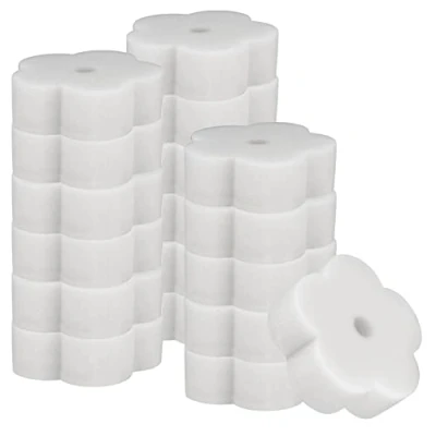 Image of 18 Pcs Oil Absorbing Scum Sponges, Flower shaped Hot Tub Cleaning Sponge Tools Sponges for Tub, Kitchen, Bathroom, Home White