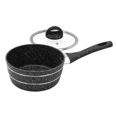 Image of Royalford Saucepan, Induction Safe Cookware, 16 CM Non Stick Granite Coating, Aluminium Multipurpose Sauce Pot, Black