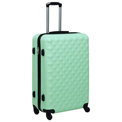 Image of vidaXL Mint Coloured Hardcase Trolley, Durable ABS Material with Fabric Lining, Secure Lock and Internal Straps, Lightweight, 4x360 degree Castors for Easy Mobility.