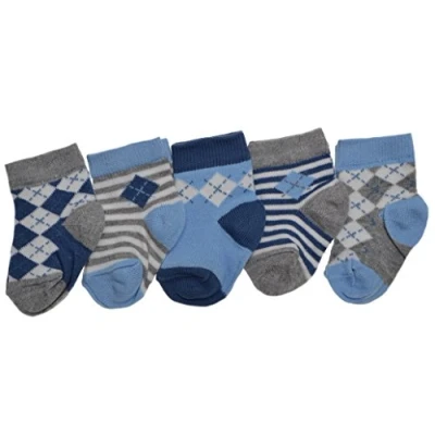 Image of 5 pairs of Blue Baby socks Argyle design 0 3 months