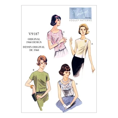 Image of Vogue Patterns 9187, Misses Top,Sizes 14 22, Canvas, Multicoloured, E5 (14 16 18 20 22)