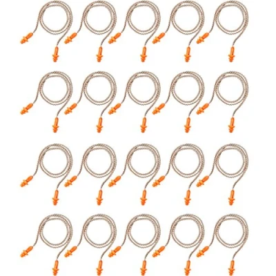 Image of 20 Pairs Corded Ear Plugs Reusable Silicone Earplugs Sleep Noise Cancelling for Hearing Protection (Brown)