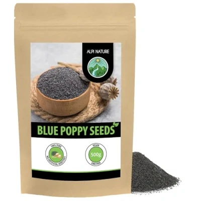Image of Blue poppy (500g, 1.1lb), whole seeds, 100% natural, for baking and cooking, free from additives