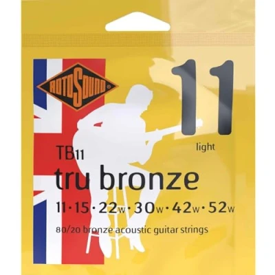 Image of Rotosound TB11 80/20 Bronze Light Gauge Acoustic Guitar Strings (11 15 22 30 42 52), White Black Red Blue