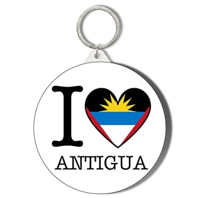 Image of Gift Insanity I LOVE ANTIGUA FLAG HEART SHAPED DESIGN 45mm Keyring