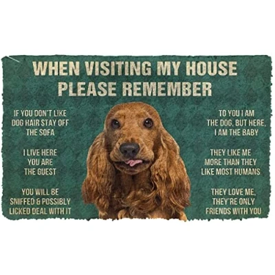 Image of Door Mat Indoor Entrance Please Remember English Cocker Spaniel Dogs House Rules Doormat Personalized Gifts Home Decor Housewarming 24X36 Inch
