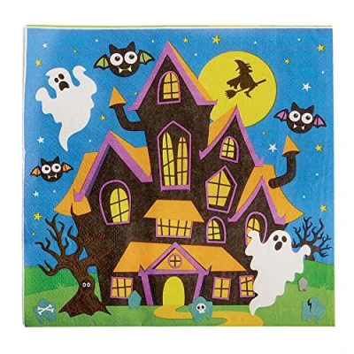 Image of Baker Ross FX224 Halloween Party Napkins Pack of 20, Disposable Paper Napkins, Kids Table Decoration, Supplies,