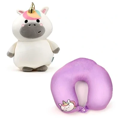 Image of Puckator Swapseazzz Adoracorns Unicorn 2 in 1 Plush Travel Pillow &amp; Toy Neck Flight Airplane For Kids Pillows Cushion Sleeping Pain Adults Airport Essentials