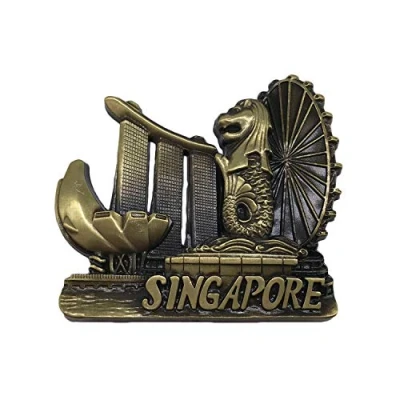 Image of 3D Singapore Merlion Refrigerator Fridge Magnet Tourist Souvenirs Handmade Metal Craft Magnetic Stickers Home Kitchen Decoration Travel Gift