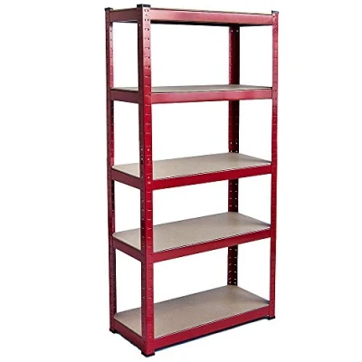 Image of Home Vida 5 Tier Layer Shelf Storage Shelving Rack Heavy Duty Kitchen Garage Racking 875 Kgs Capacity, Large, Red