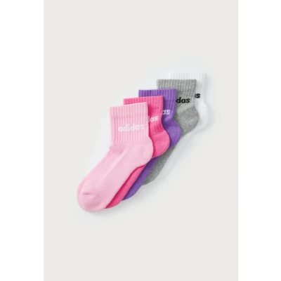 Image of adidas Unisex KIDS LINEAR ANKLE SOCKS 5pP, True Pink/Pink Fusion/Violet Fusion/Medium Grey Heather, 4 5 Years