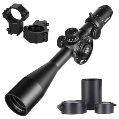 Image of SPINA OPTICS 6 24x50 FFP First Focal Plane Riflescopes with Mil dot Reticle and Parallax Adjustment, Sunshade Included, Waterproof, Fogproof Black Rifle Scope, 30mm Tube (with 11mm mounts)