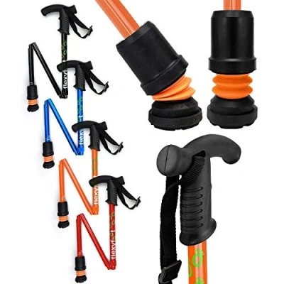 Image of Flexyfoot Shock Absorbing Derby Handle Folding Walking Stick Choice of Colours Available Here Improved Comfort, Grip, Safety Colour: Orange