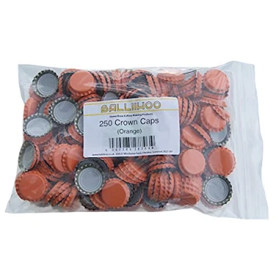 Image of BALLIIHOO Pack of 250 Crown Bottle Caps Orange