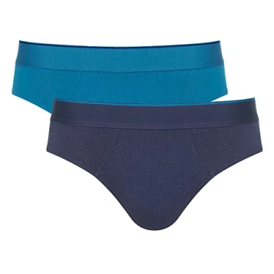 Image of Sloggi Men&#039;s EVER Airy Brief C2P Briefs, BLUE DARK COMBINATION, M