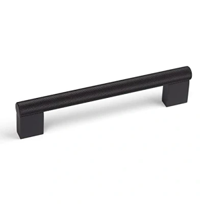 Image of 128mm Matt Black Knurled Textured Kitchen Cabinet Handle Cupboard Door Drawer Pull Wardrobe Furniture Replacement