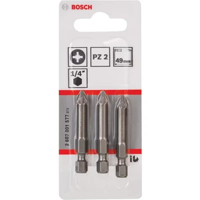 Image of Bosch 2607001577 Extra Hard Screwdriver Bit for Pozidriv Cross Head Screws pack of 3