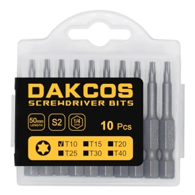 Image of DAKCOS T10 Torx Bit, 10PCS Impact Driver Bits, 1/4&quot; Screwdriver Bit Sets, Premium S2 Alloy Steel 50mm Long