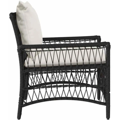 Image of vidaXL Garden Chair with Cushions Black 60x70x78 cm Poly Rattan