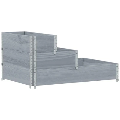 Image of vidaXL 3 Tier Raised Bed Grey 120x80 cm Solid Wood Pine