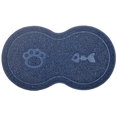 Image of 8 Shaped Cat Pet Litter Tray Mat,Kitty Rug,Doormat,46x26 cm (Navy)