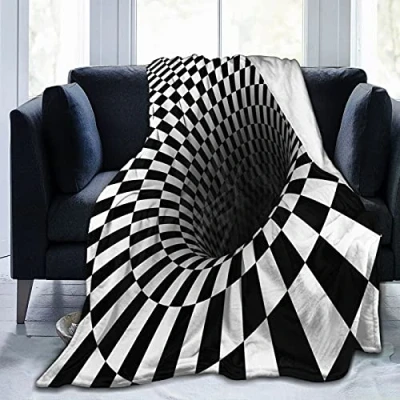 Image of Hdadwy Black White Vertigo Hypnotic Flannel Fleece Throw Blankets for Bed Sofa Room Home Soft Blanket Warm All Season Plush 80&quot;x60&quot;