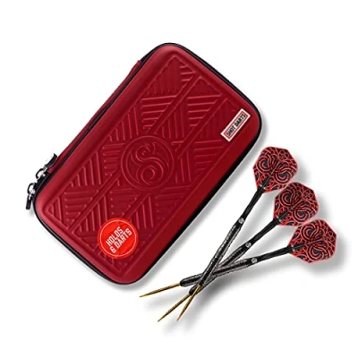 Image of Shot! darts Tactical wallet Case Red, 6 firm Form Slots Holds fully assembled Deep zipped pocket for plus sized phone keys and with additional pockets Made in New Zealand