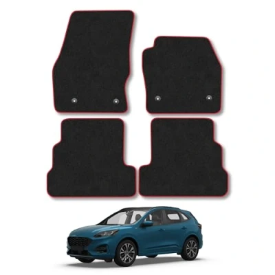 Image of Car Mats Compatible with Ford Kuga (2015 2020) Tailored Fit Red Carpet Floor Set Accessory Custom 4 Pieces Anti Slip Backing &amp; Binding Trim Edge