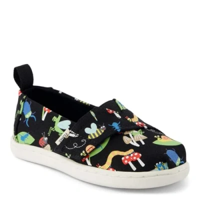 Image of TOMS Boy&#039;s Classic Alpargata Loafer Flat, Black Glow in the Dark Bugs, 9 UK Child