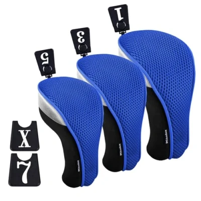Image of Andux Golf 460cc Driver Fairway Wood Club Head Covers 3pcs/Set Blue