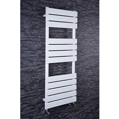 Image of Warmehaus Flat Panel Heated Towel Rail Radiator Ladder Rad 1200 x 450mm Bathroom Central Heating White