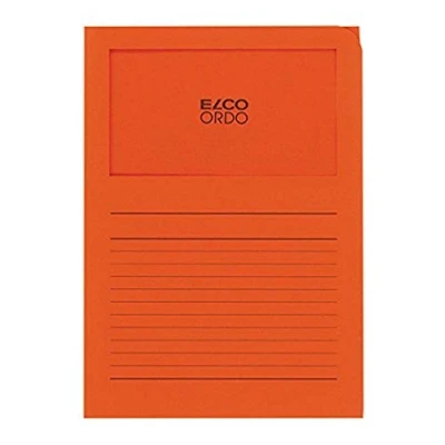 Image of ELCO Ordo Classico 220x310 mm 120GSM Paper Folder with Printing and 180x100 Window (Box of 100) Orange