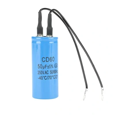 Image of CD60 Start Capacitor Run with Wire Lead 250V AC 50uF 50/60Hz for Motor Air Compressor