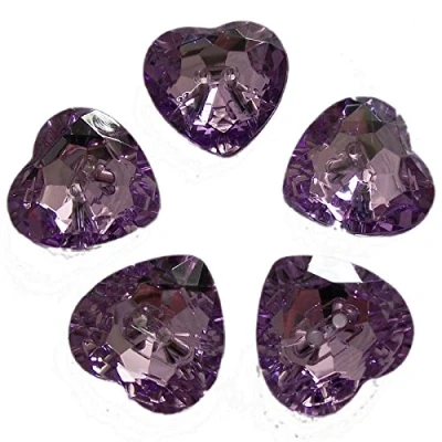 Image of Acrylic Crystal Effect Heart Shape Buttons 20mm Pack of 5 (Lilac)