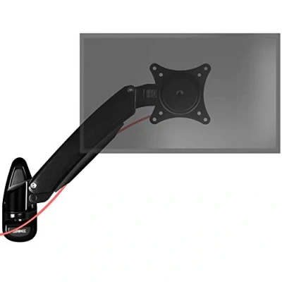 Image of Duronic Monitor Arm Stand Desk Mount Single DM55W1X1 Wall Mounted Spring Bracket For PC Screen Riser 1 Display 15 32 Inch VESA 75 100 21 22 24 27 Inches