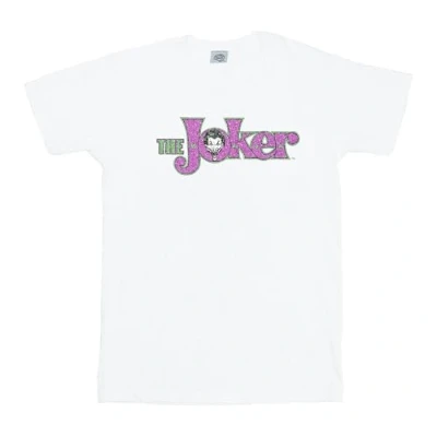 Image of DC Comics Girls The Joker Crackle Logo T Shirt 12 13 Years White