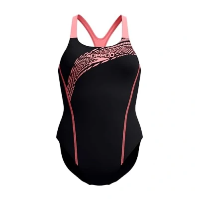 Image of Speedo Women&#039;s Medley Logo Swimsuit, Coral Sands, 28