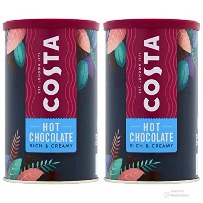 Image of Costa Hot Chocolate Rich &amp; Creamy Smooth With Sprinkles Perfect Wooden Coffee Spoon The Pour 2 Tin Bundle