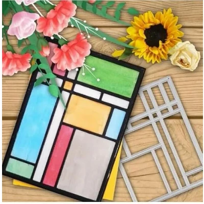 Image of Geometric Frame Square Metal Die Cuts,Square Flower Cutting Dies Cut Stencils DIY Scrapbooking Decorative Embossing Paper Card Making