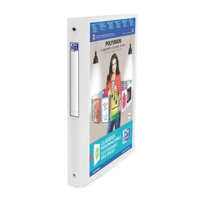 Image of Oxford A4 4 O Ring Binder, 20mm capacity, 30mm spine, Presentation Folder with Customisable Cover, Portrait, Clear (Single)