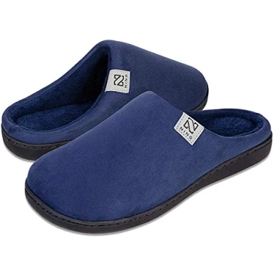 Image of Ladies&#039; Slippers Winter Warm Memory Foam House Shoes with Anti Skid Rubber Sole Indoor/Outdoor for Women And Men (Dark blue, 12/13UK)