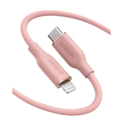 Image of Anker PowerLine III Flow, USB C to Lightning Cable for iPhone 13 Pro 12 11 X XS XR 8 Plus [MFi Certified, 6ft, Coral Pink] Supports Power Delivery, Silicone (Charger Not Included)
