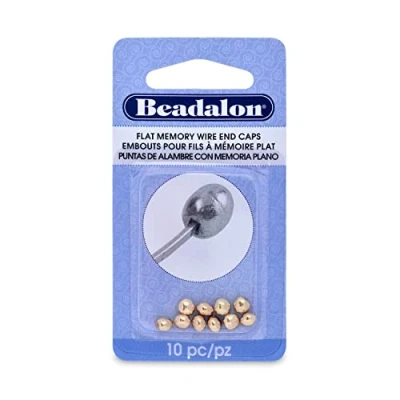 Image of Beadalon 10 Piece Flat Memory Wire End Cap Set, 0.19 by 0.15 Inch, Gold