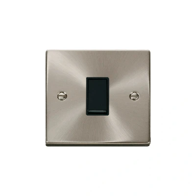 Image of Click Deco 1 Gang Intermediate 10AX Switch Satin Chrome Black Inserts